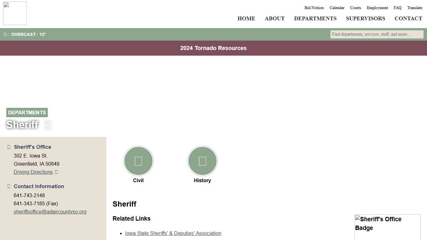 Sheriff - Adair County, Iowa