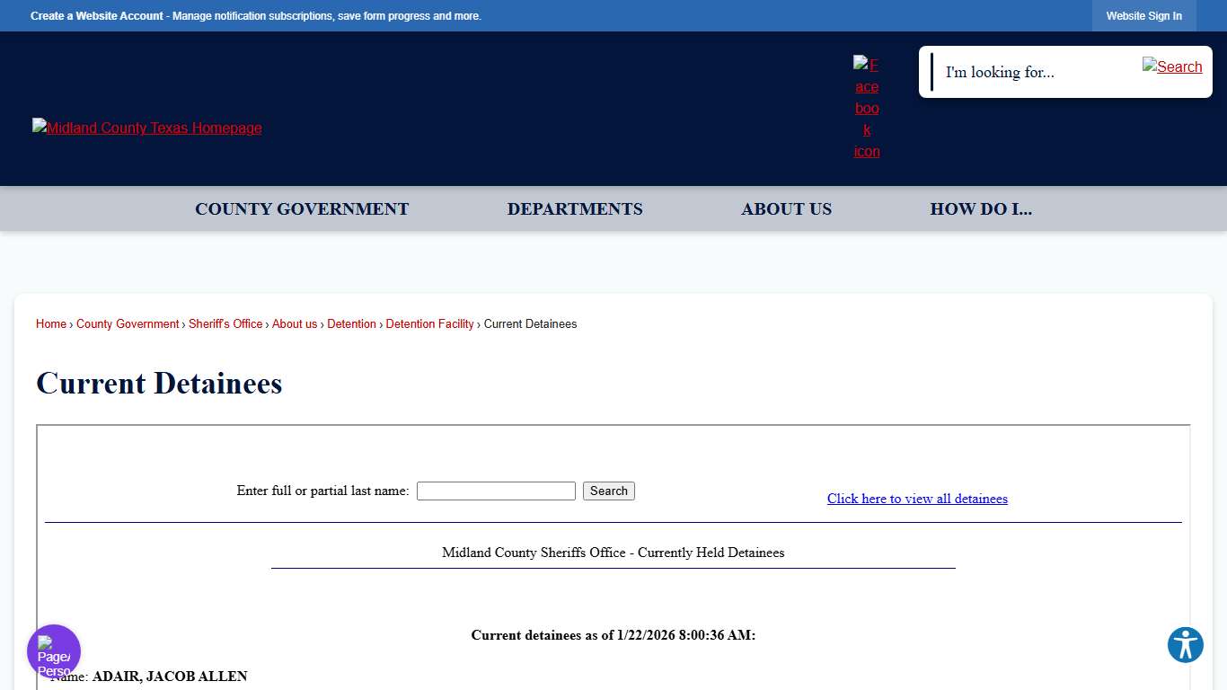Current Detainees Midland County, TX